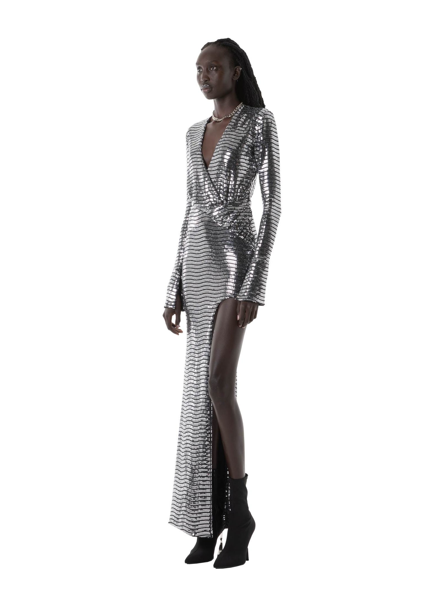 Silver Techno Paillettes Dress